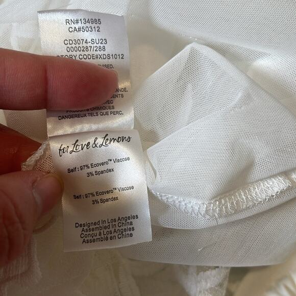 For Love & Lemons Zara Floral Lace Bustier Rosette White Mini Dress Size Small - Picture 10 of 10